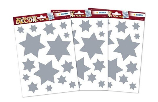 HERMA Set window pictures christmas stars silver HERMA Set window pictures christmas stars silver