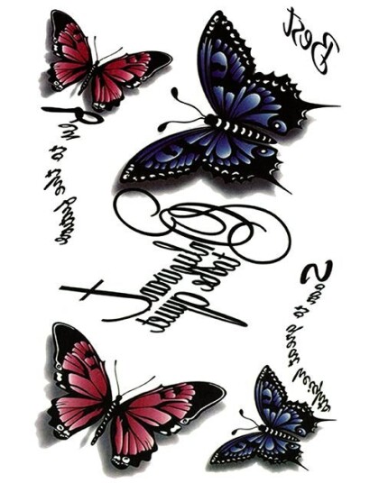 Butterflies & Quotes 5 stk Tatoveringer Fake Tattoo