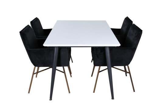 Venture Home Jimmy Matgruppe 150 cm Rektangulær med 4 Petra stoler Sort