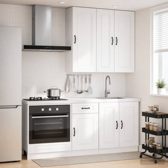 vidaXL Kjøkken enhet KALMAR 5 pcs Høgglans hvit Konstruert tre vidaXL Kjøkken enhet KALMAR 5 pcs Høgglans hvit Konstruert tre