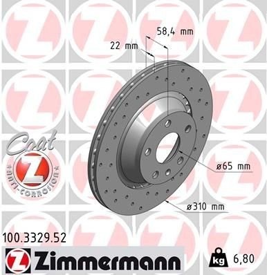 ZIMMERMANN 100.3329.52 Bremseskive