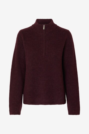 Selected Femme Pullover slfLulu LS Knit Half Zip Rød