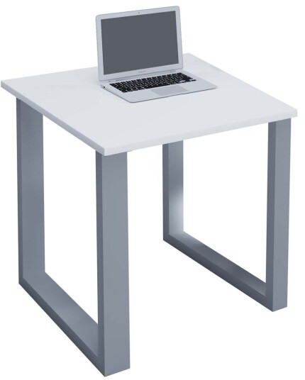 LonaU skrivebord 80x50cm hvit, sølvfarget.