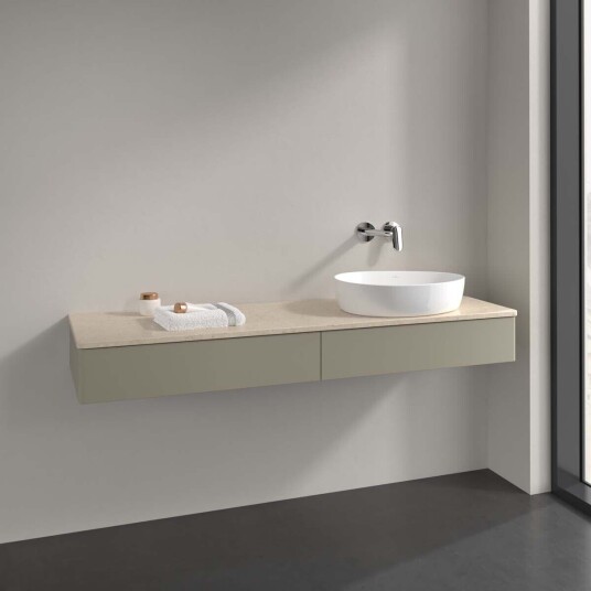 Villeroy & Boch Antao Servantskap med 2 skuffer 160x50x19 cm m/lys Steingrå/Crème