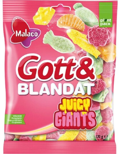 Godt og Blandet Juicy Giants   Blanding av Vingummi 130 gram
