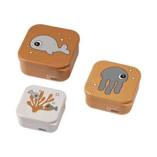 Done By Deer Snack Box 3Pack Sea Friends Mustard/grey
