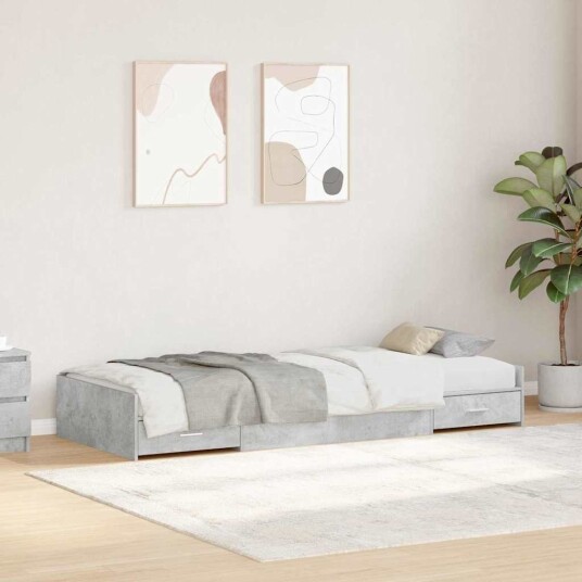  Sengestamme med hodegjerde Betonggrå 80 x 200 cm Konstruert tre