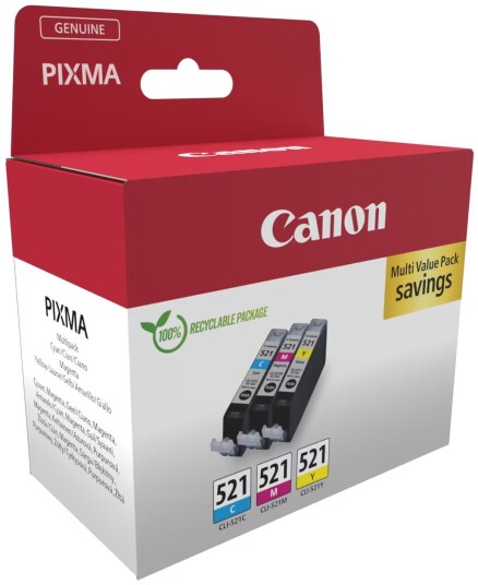 Canon blekkpatroner CLI-521VAL Cyan Magenta Gul