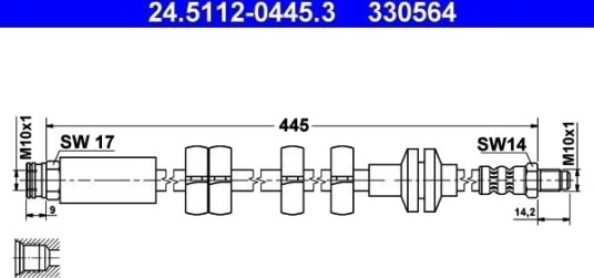 ATE 24.5112 0445.3 Bremseslange