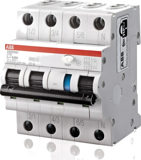 ABB Jordfeilautomat 3P C 10A DS203NC 30mA 230V