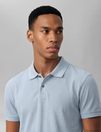 Calvin Klein Ss Slim Refined Pique Polo Blue L