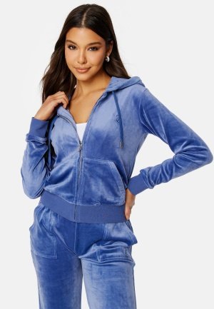 Juicy Couture Robertson Classic Velour Hoodie Grey Blue XXS