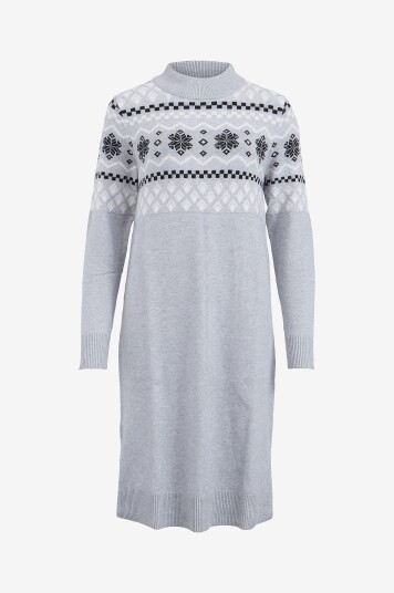 Vila Kjole viRil Crew Neck L/S Midi Dress Grå Vila Kjole viRil Crew Neck L/S Midi Dress Grå