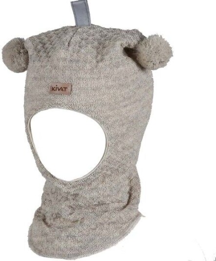 Kivat balaclava vinterlue med dusker Sand