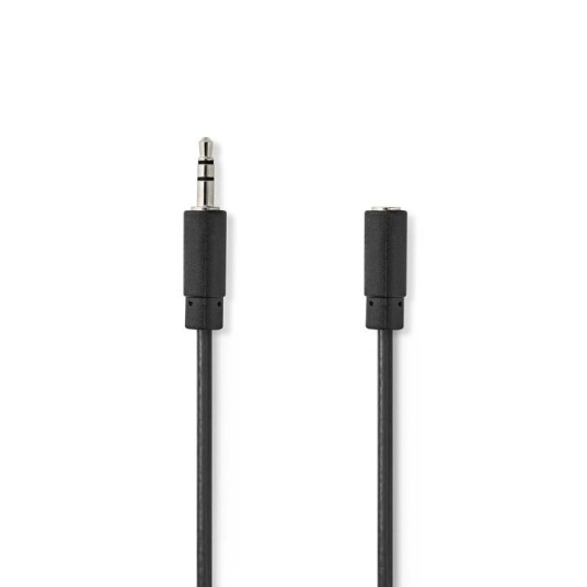 Nedis 3m Stereo Lydkabel 3.5mm Han/Hun Nikkel Belagt Sort