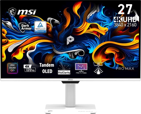 MSI Pro Max 271UPXW12G QD-OLED 120Hz 26,5" PC-skjerm Ultra HD