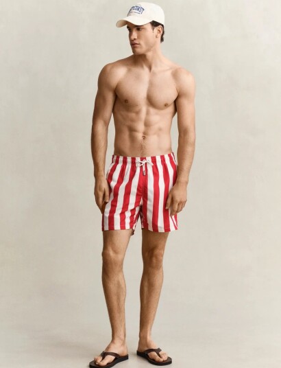 Gant Block Striped Swim Shorts Red XL