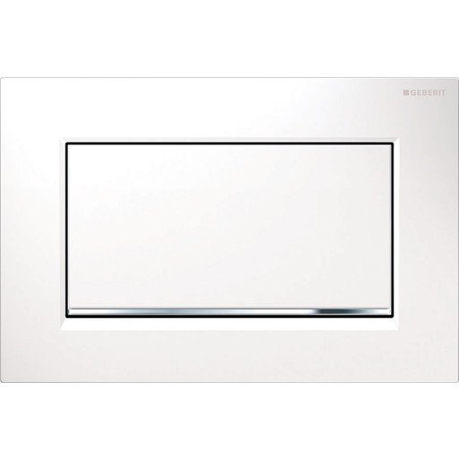 Geberit Sigma 10 Square Betjeningsplate, Hvit/krom