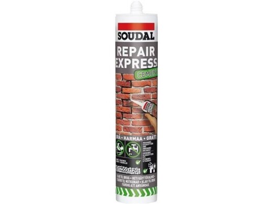 Soudal Cement Repair Express Spartelmasse Grå 300Ml Patron, Er En Klar-Til-Brug Reparation Af Fuger Og Revner I Cement Soudal Cement Repair Express Spartelmasse Grå 300Ml Patron, Er En Klar-Til-Brug Reparation Af Fuger Og Revner I Cement