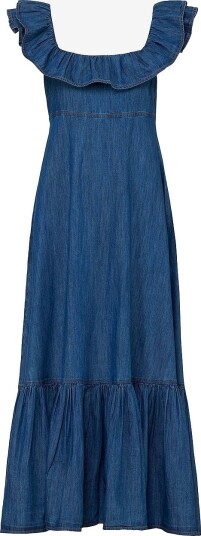 byTimo   Denimkjole Denim Ruffle Maxi   Blå