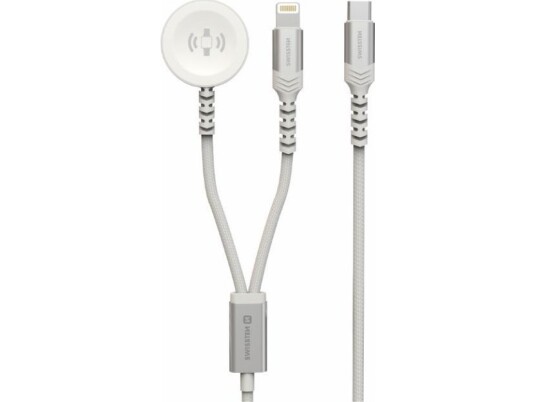 Swissten Adapter Av Wireless Charger 2in1 Apple Watch And Lightning Usb c 1.2 M White