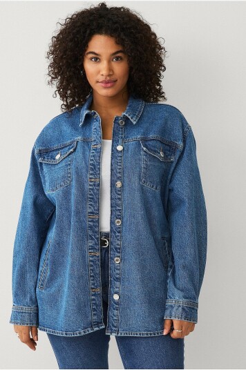 Ellos Plus collection Overdimensjonert denim jakke Blå