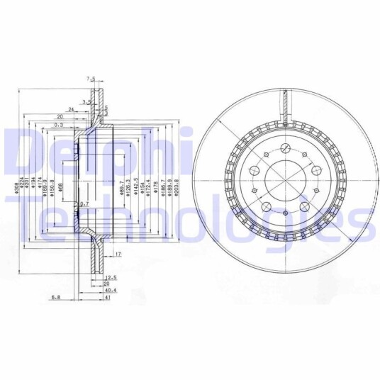Bremseskive DELPHI BG3782C Bremseskive DELPHI BG3782C