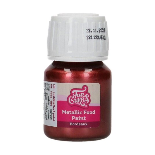 Funcakes Spiselig Maling Metallisk Bordeaux 30 Ml 