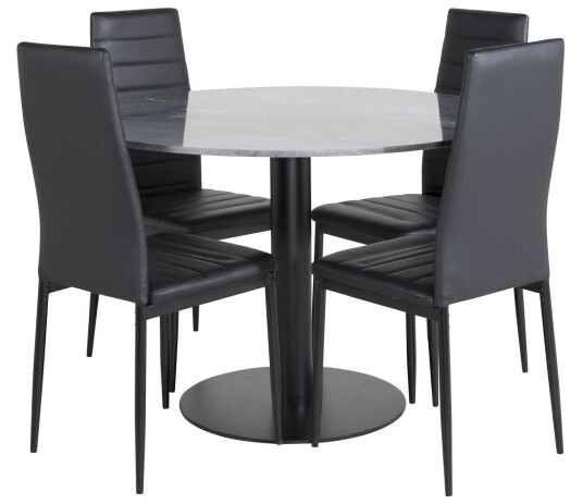 Venture Design Estelle & Slim highback spisegruppe Svart/svart 4 st stoler & bord 106 cm