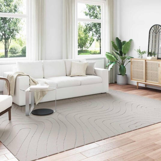 Områdetepper Rektangulær PALMERAS Krem 340 x 240 cm Polyester