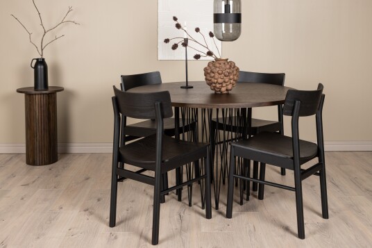 Venture Home Stone Matgruppe 120 cm Rund med 4 Montros stoler Sort