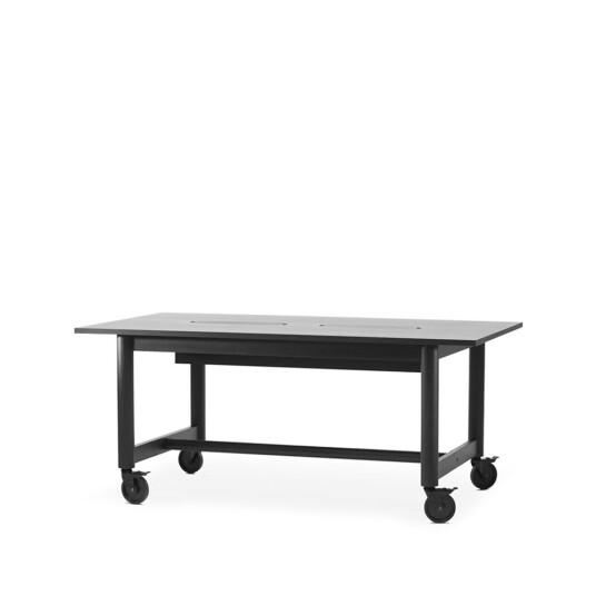 A2 Connect skrivebord Svartbeiset eik-sorte hjul-h73