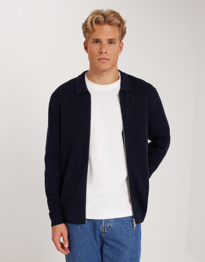 Selected Homme Slhdane Ls Knit Structure Cardigan Cardigans Blå