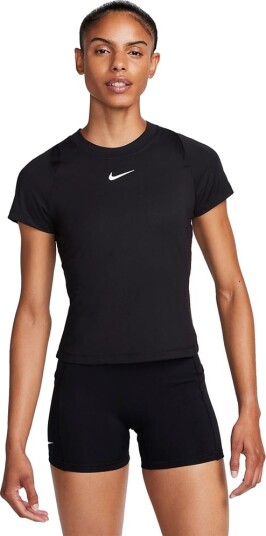 Nike W Court Dri Fit Advantage SS Top Padel  og tennis T skjorte dame Svart/Vit L