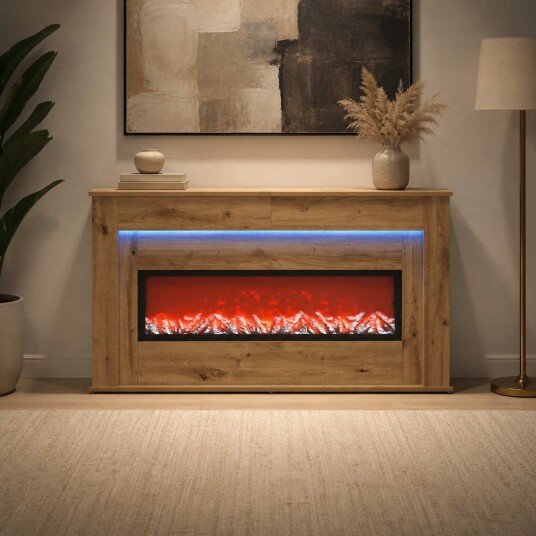 vidaXL Peis med LED-stripe Artisan eik 130 x 20 x 69,5 cm