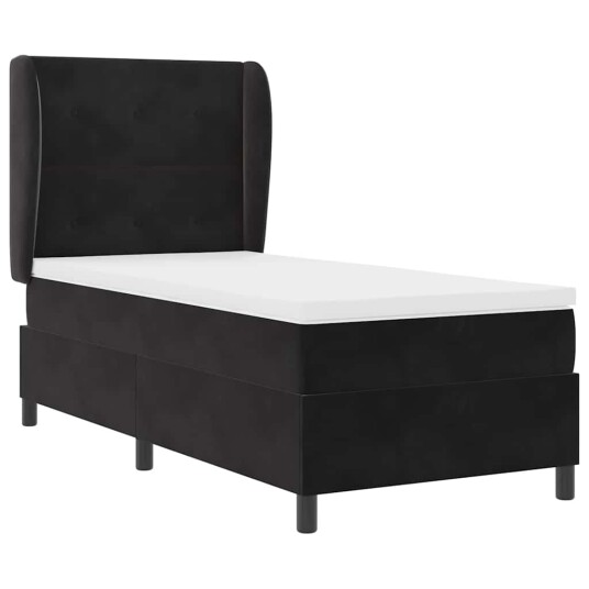 Box Spring Seng med Madrass Svart 90x200 cm Fløyel
