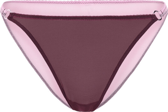 Understatement Underwear Mesh Tanga Briefs   Burgundy   M