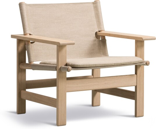 Fredericia Furniture - The Canvas Chair Incl. Seat Cushion Soaped Oak Natural Spisestoler Børge Mogensen Beige Tre/tekstilmateriale