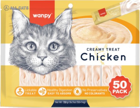Wanpy Cat 50 Pack Creamy Lickable Treat Chicken 700 g 50x14 g 700 g 50x14 g