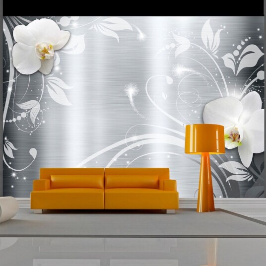 Fototapet Orchids On Steel 100x70 - Artgeist sp. z o. o.