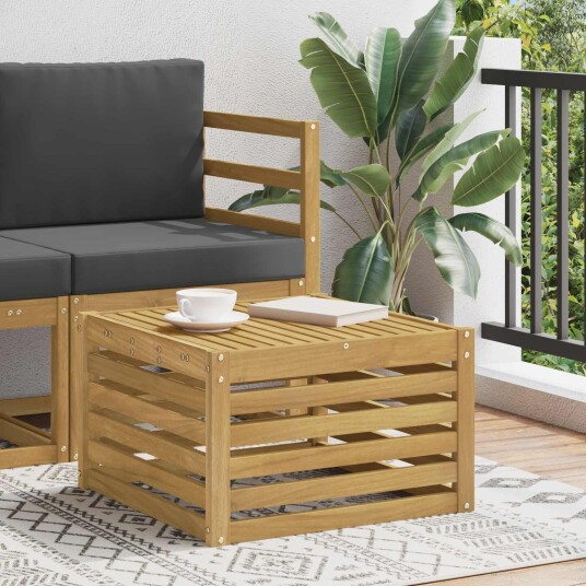 vidaXL Utebord Solid akasietre Hvit 59 x 59 x 37 cm