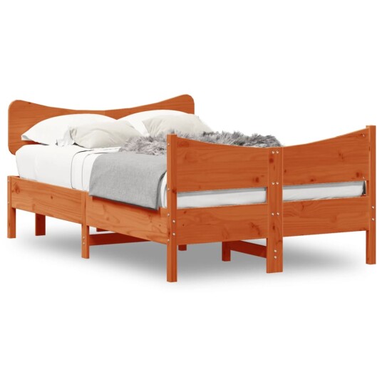 Sengeramme med hodegavl voksbrun 120x200 cm heltre furu 8721012454880