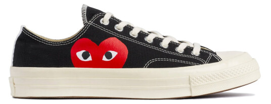 Comme Des Garcons Play X Converse Cdg Big Heart Low Top Black Sko Sort unisex 45 Comme Des Garcons Play X Converse Cdg Big Heart Low Top Black Sko Sort unisex 45