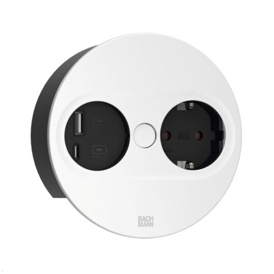 Rutab 946.204 rund USB A/C avtakbart lokk Hvit