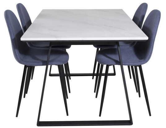 Venture Design Estelle & Polar spisegruppe Hvit/blå 4 st stoler & bord 140 x 90 cm
