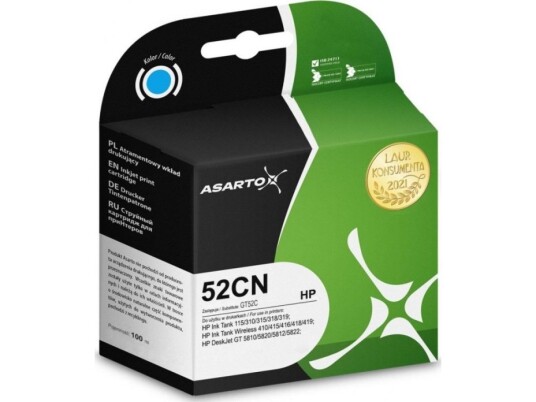 Asarto Blekk Asarto Blekk For Hp 52Cn | M0h54ae | 100Ml | Cyan