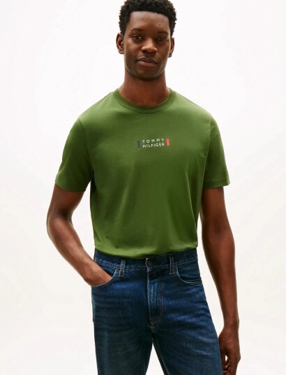 Tommy Hilfiger Brand Love Small Center Tee Khaki green XS Tommy Hilfiger Brand Love Small Center Tee Khaki green XS