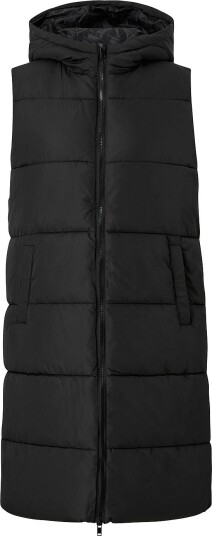pieces Vest pcBee New Long Puffer Vest Svart