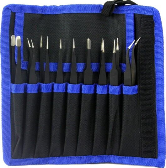 Mar-Pol M66799 Presisjonspinsett sett - 9 deler, antistatisk og antimagnetisk