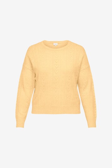 Only Carmakoma Pullover carIsa Life LS Structure Boxy O nec Gul Only Carmakoma Pullover carIsa Life LS Structure Boxy O nec Gul